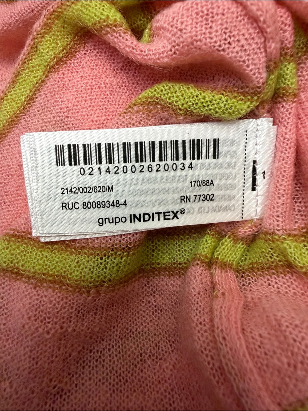 ZARA wool blend long sleeve thin sweater - pink/yellow stripes - size M - NWT - Picture 7 of 8